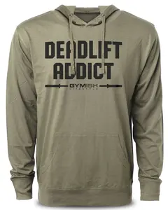 107. Deadlift Addict Funny Workout Gym Hoodie for Men Cotton Menswear