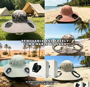 Free combo fan, with sun hat, suitable for outdoor work, sports, camping, hiking, beach, farm. Suitable for both men and women, ideal for outdoor sun protection. It brings cool breeze. Standard model with two fans, can be freely combined for DIY.