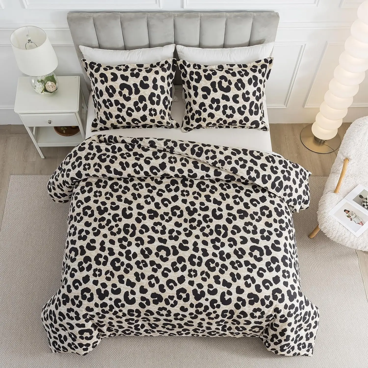 Safari Leopard  Print Comforter Set,  Size 3 count for  Seasons, Ultra Soft Microfiber, Untamed Wilderness Style Comforter with Pillowshams