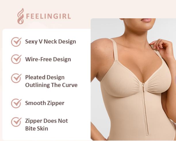 FeelinGirl Seamless Covered Bust Jumpsuit Thong Bodysuit Peach heart collar Fit Womenswear Comfort Shapewear Breathable Comfortable Day Sleeveless Corset Zipper TikTokShopBlackFriday