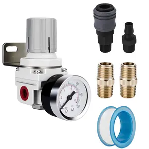 1/4" NPT Air Regulator for Compressed Air System, 150 psi-Protected Gauge