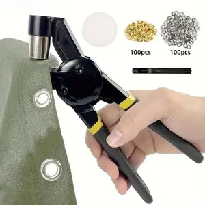 Eyelet Punch Kit with 200pcs 10mm Eyelets, Complete Eyelet & Grommet Kit for DIY Tarpaulin Ring Repair, Easy Installation Tools