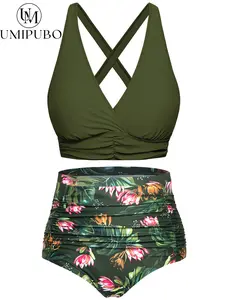 UMIPUBO Women's cross-buckle one-piece swimming suit