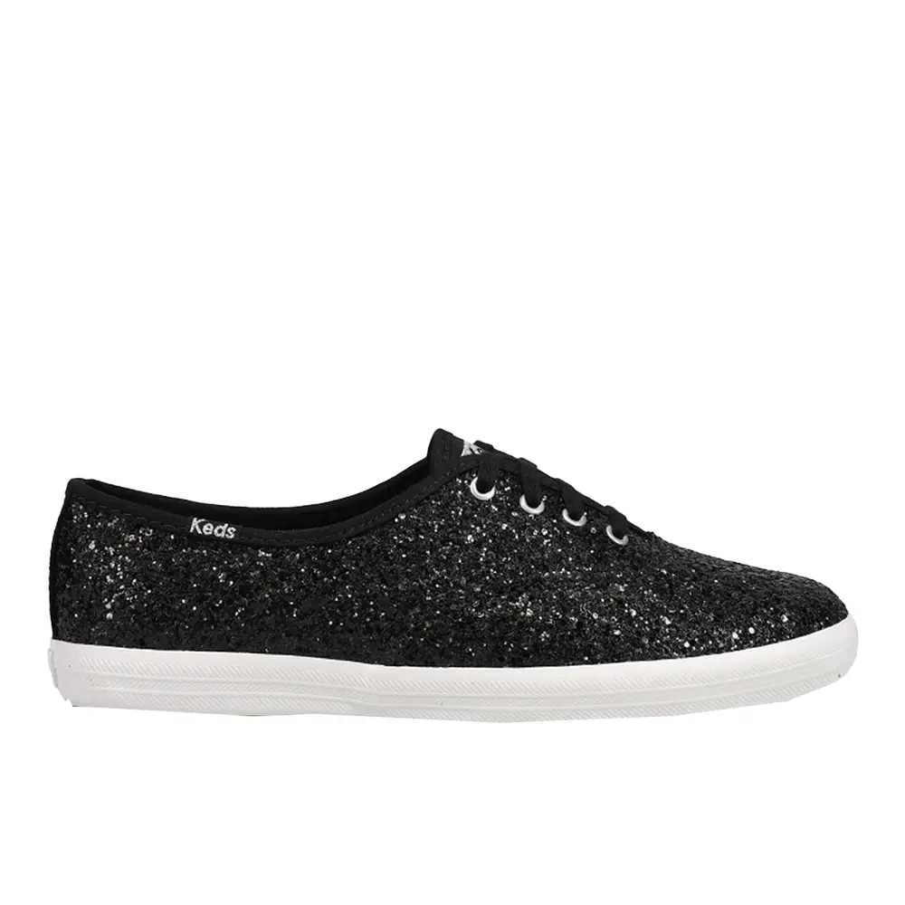 Keds Womens Champion Glitter Celebrations Lace Up Sneakers Shoes Casual - Black