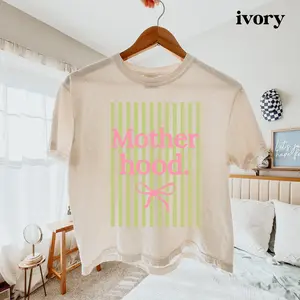 Comfort Colors Boxy Tee Striped Coquette Motherhood Shirt Gift For Mother's Day Mom Shirt Trendy Mama Shirt Cool Mom Club