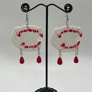 Halloween Bloody vampire teeth, toy earrings