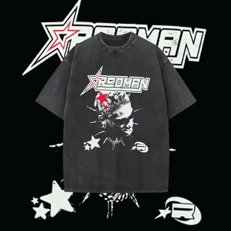 RODMAN BRAND Men's Varsity T-Shirt - Washed Heavyweight Cotton T-Shirt , TV show Top Trending Comic Tshirt trendy t-shirts comic tshirt ,graphic tee,vacation outfits men gifts dailywearMen's Anime T-Shirt