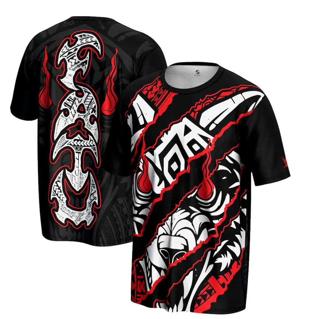 WWE Tribal Mask Red Flame Totem 3D All-Over Print Tshirt Unisex Oversized Summer Beach Camping Festival Casual Tee Men Women USA Wrestling Fan Gift