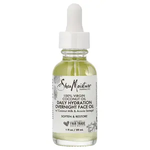 SheaMoisture 100% Virgin Coconut Oil, Daily Hydration Overnight Face Oil, 1 fl oz (29 ml)