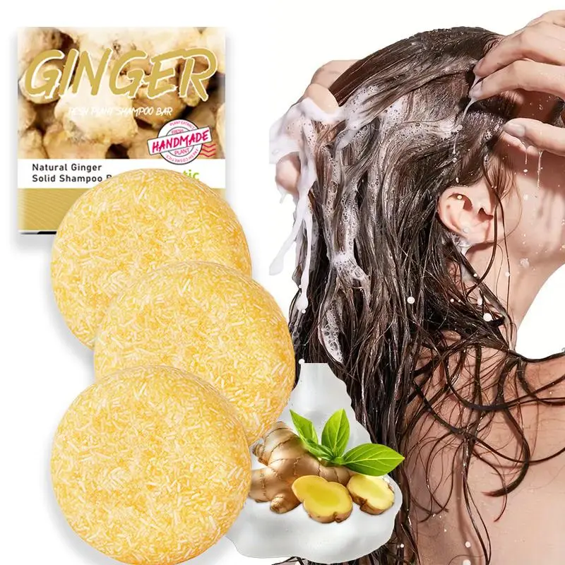 Organic Ginger Shampoo Bar, No-Silicone Formula with Olive & Coconut Oil, Natural Solid  Soap, Gentle Scalp Care, Nourishing & Smoothing for Dry Damaged  anti-dandruff anti-itch Rosemary Vegan Strengthening Shampoo based bodyworks soapbox nourish