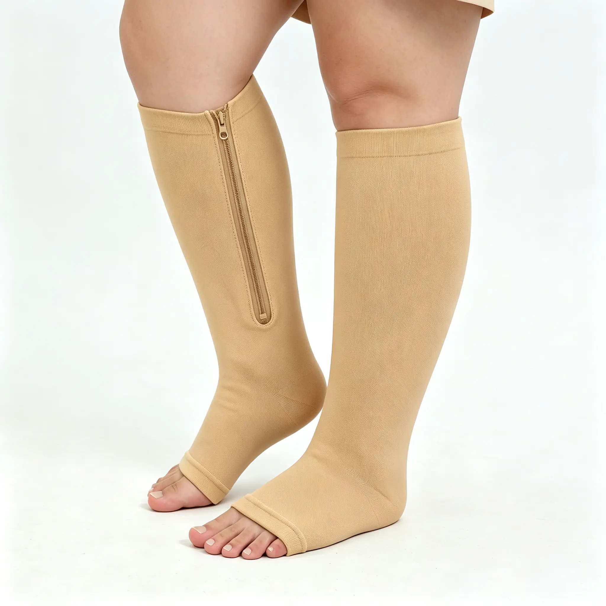 Zippered compression socks (open-toe) – Athletic compression socks – Recovery compression socks gym