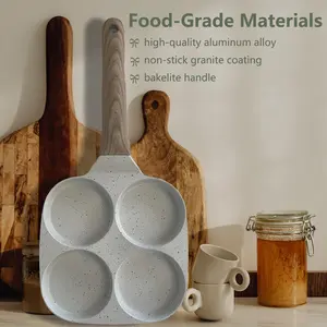 Four Egg Frying Pan, Egg Pan Non Stick Omelette Pan, Suitable for Gas Stove Induction Cookware, Food Grade Granite Mini Egg Cooker Pan for Breakfast