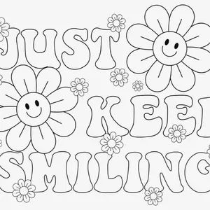 Just keep smiling Pre Printed Paint Canvas 8x8 Handmade 100% Cotton & Vinyl Artwork