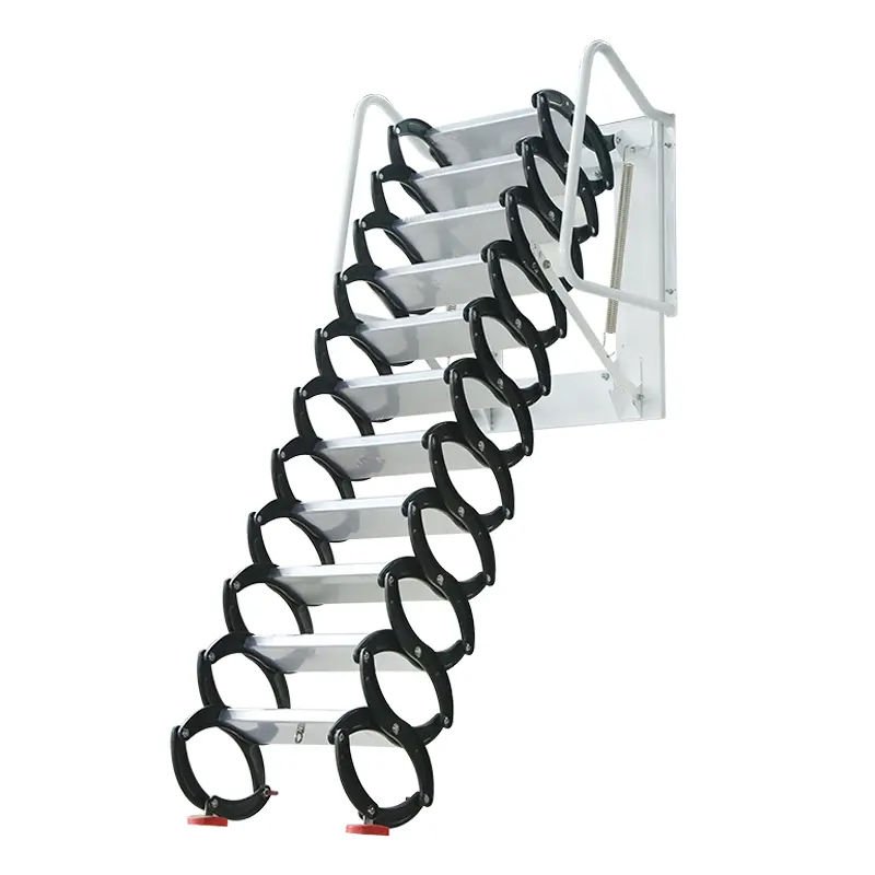 Yokoma Black Narrow Wall Mounted Loft Wall  Aluminum Magnesium Alloy Folding  Height 9.84 Ft Weight Bearing 500 lbs  Foldable Ladder Telescoping Ladder Step Stool