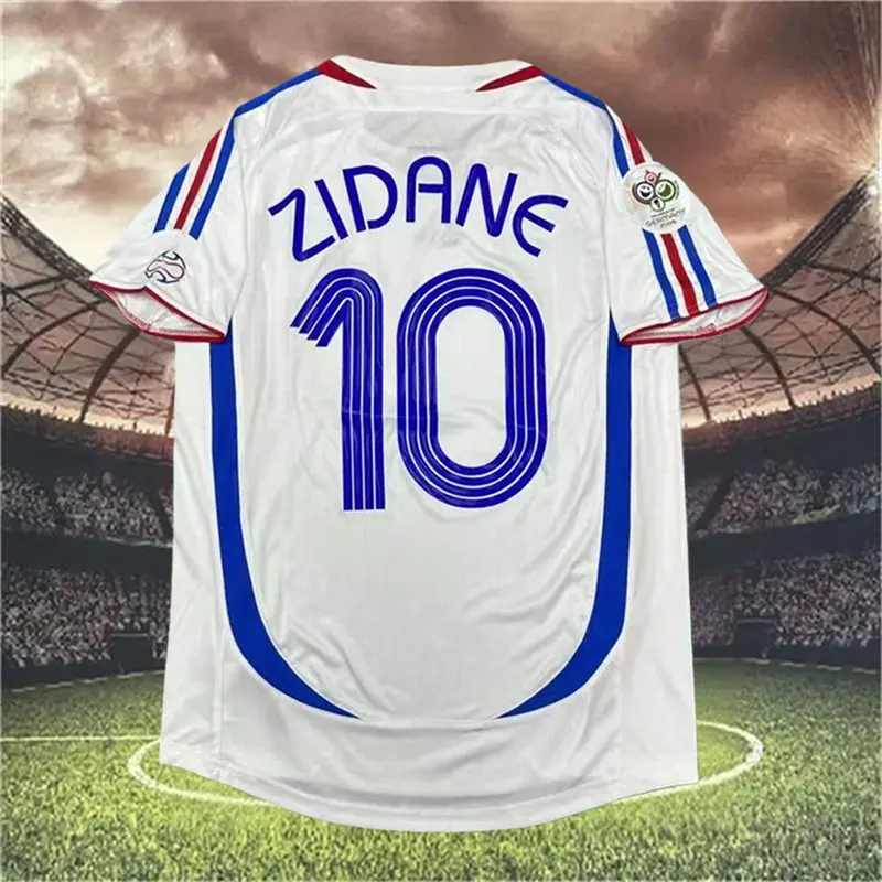 2006 Away White Retro No.10 Zidane Short sleeve Soccer jersey