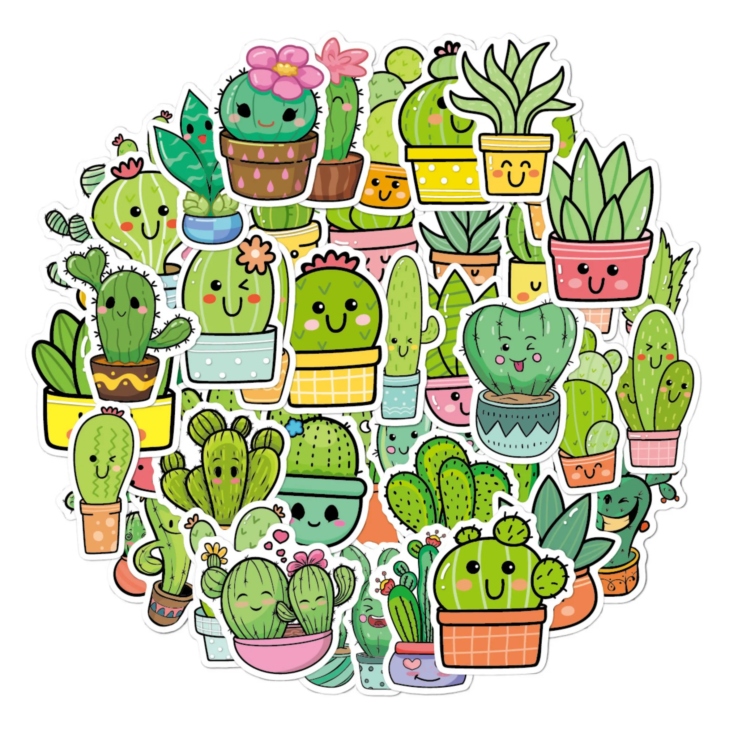 300 Pcs Cactus Stickers Succulent Plant Decals for Luggage Laptop Office Decor, Daily Use & Item Decoration