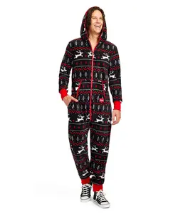 Men's Black and Red Fair Isle Jumpsuit