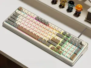 [Restock] S99 Wired Keyboard, Cute Creamy Gaming Design with Number Pad, RGB Backlit, Media Knob, for MAC/Xbox/PC. Fixed Keycaps & Switches (Non-Replaceable). Wired Mode for Fast, Stable, Zero-Latency Performance.