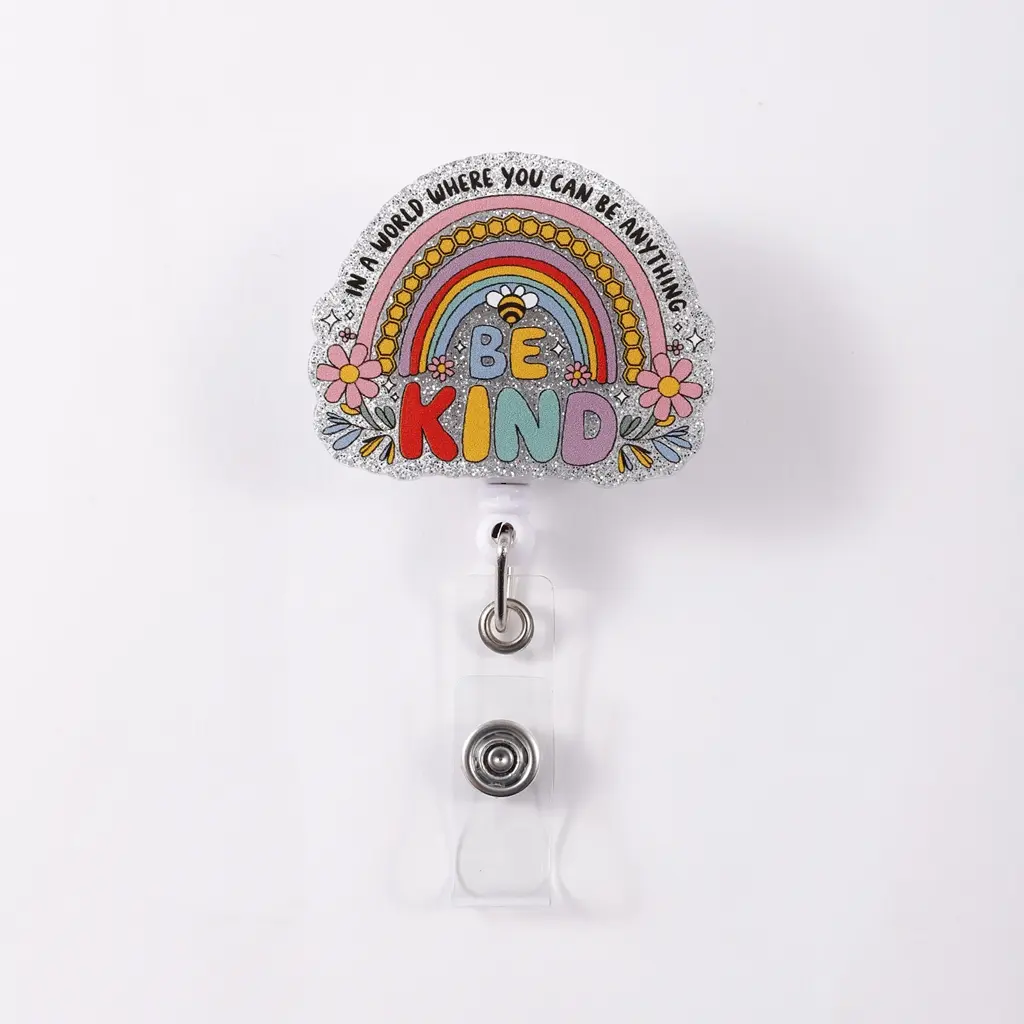 Retractable Badge Holder Scroll, Id Badge Holder, Id Holders For Badges, Be Kind Slogan, Inspirational Message, Healing, Eye-Catching, Compact and Functional Design, Perfect for Badges and Accessories, Id Badge Reel