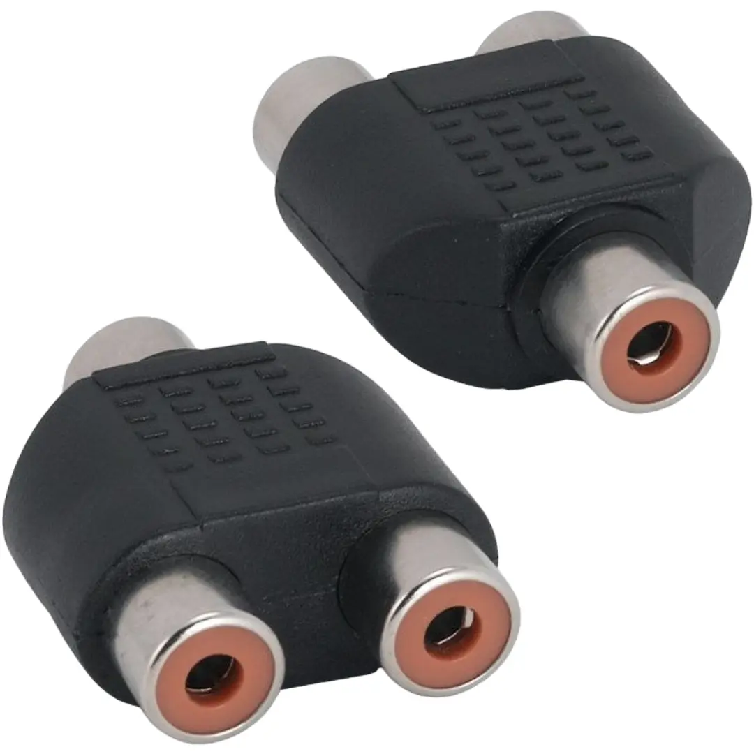 Sanoxy CBLR-RC201-1400 Mono Female to 2 RCA Mono Female Splitter Adapter - Black - Pack of 2