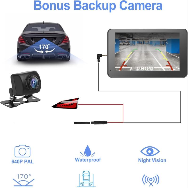 10.26 Inch Carplay Display Screen, Touchscreen, Car Video Player, with Mirror Link/Backup Camera/Bluetooth/GPS Navigation/AUX for All Vehicles  Android Auto Functionality, Rearview Camera Included