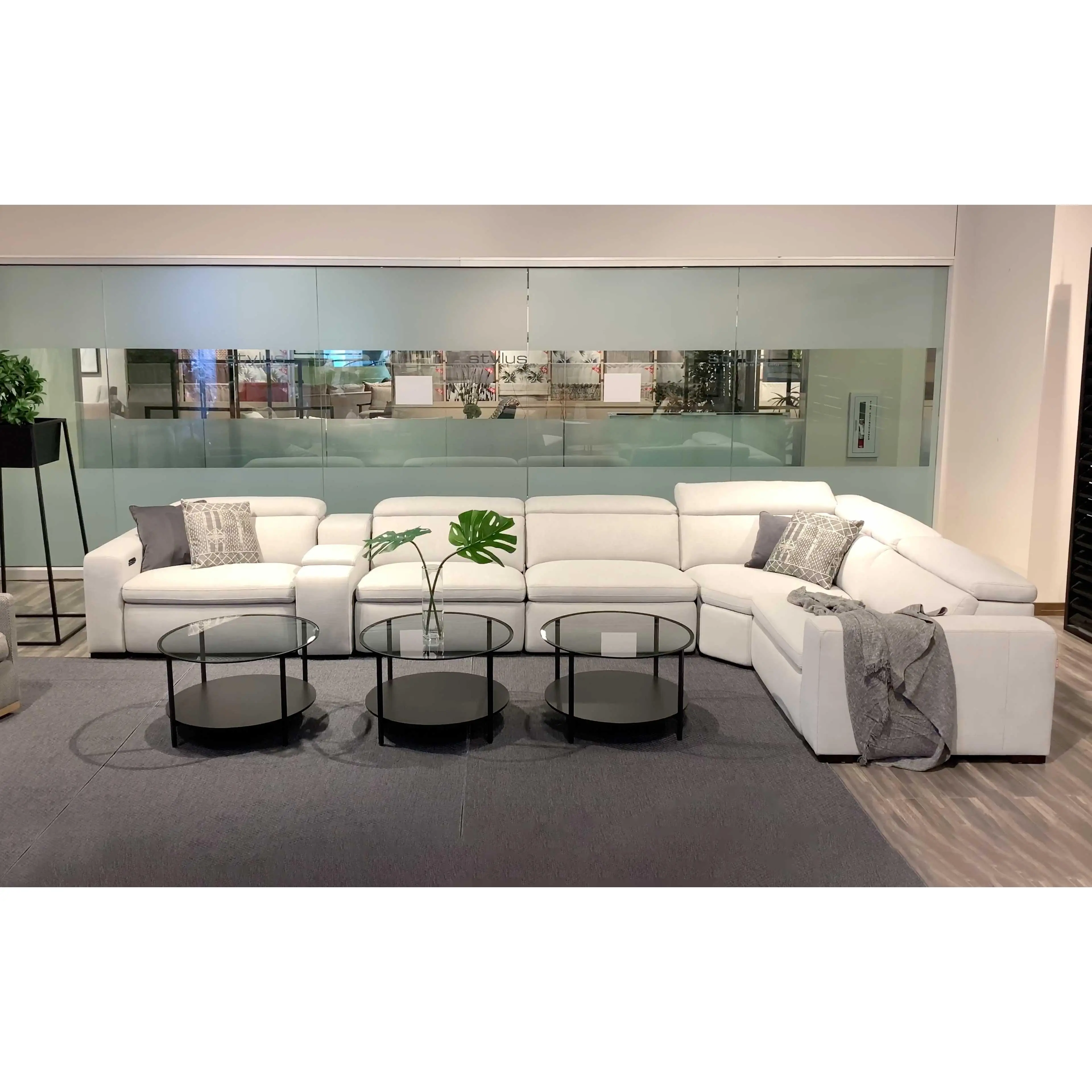 Janet Modern Fabric Sectional with Recliner brown removable gray soft cloud couch