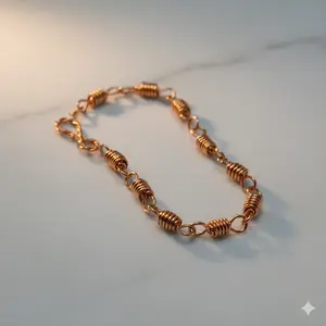 Handmade Copper Wire Wrapped Chain Bracelet – Unisex Rustic Jewelry