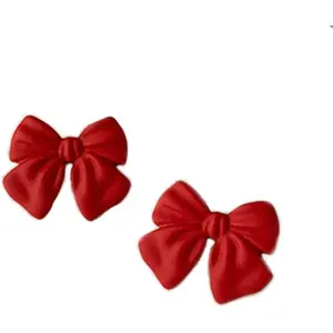 Artist Bow Tie Ribbon Stud Earrings for Women Red Black Daily Bow Earring Jewelry