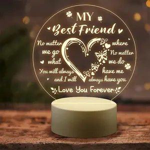 Friendship Gifts for Women Friends - Engraved Night Light,  Friend Birthday Gifts,  Present for BFF, Bestie, Girls, Friends Female on Wedding, Christmas