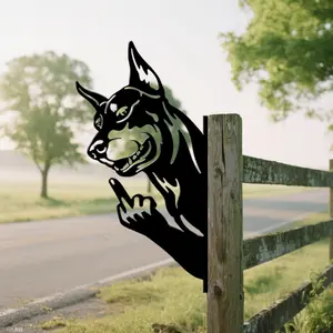 Peek a Boo Flipping Off Metal Sign - Animal Metal Art Ornaments,Animal Peeping Around Signs,Suitable For Garden and Farm Decorations