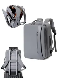 Personal Item Backpack for Men Women, Casual Travel Backpack Carry on Luggage Flight Approved with Water Bottle Pocket & Shoe Pouch, Large Weekender Work Bag for Hiking Gift, Gray Powder