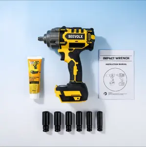 SEEVOLX 21V Cordless Impact Wrench, High Torque Brushless Electric Impact Gun with 6PCS Deep Sockets, Portable Power Tool for Car Tire Removal, Home Improvement & Construction