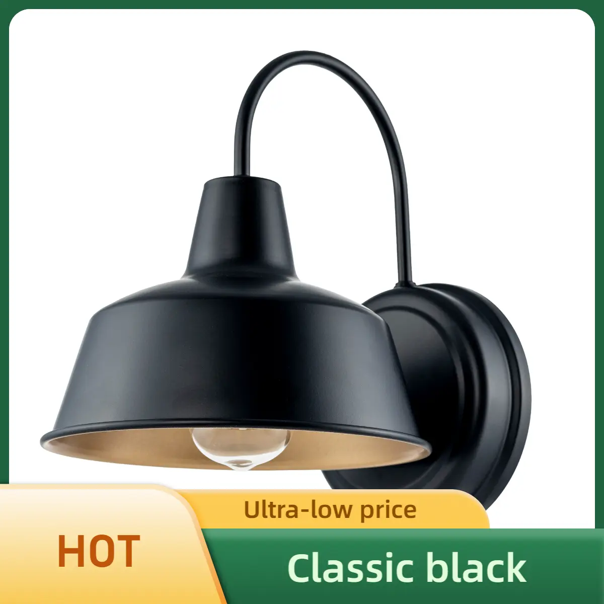 Outdoor Wall Mounted Modern Industrial Farmhouse Wall Light for Terrace, Garage, Bathroom, Office, Kitchen, 11 Inch, Classic Black.