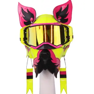 Neon Color Dog Mask, Contrast Chain Design, Perfect for Cosplay Halloween Theme Parties Fnaf Fans Must Have!