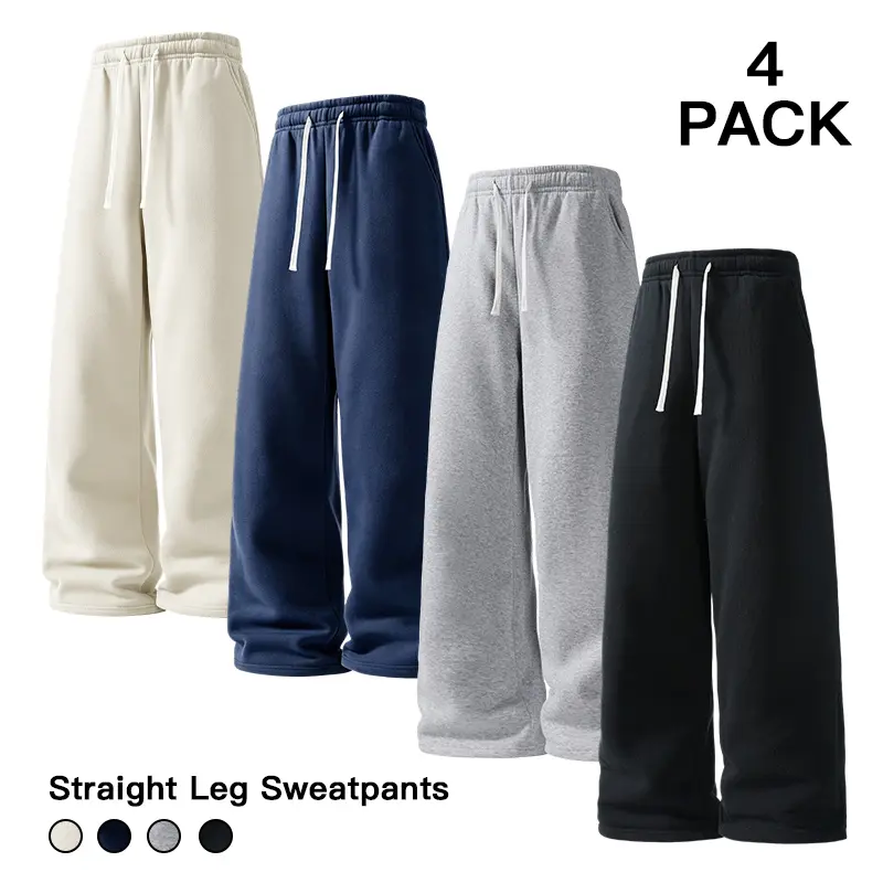 3 Pack Basic Straight Leg Jogger Sweatpants Black White Navy Color Men Streetwear Oversized Daily Outfit Pant