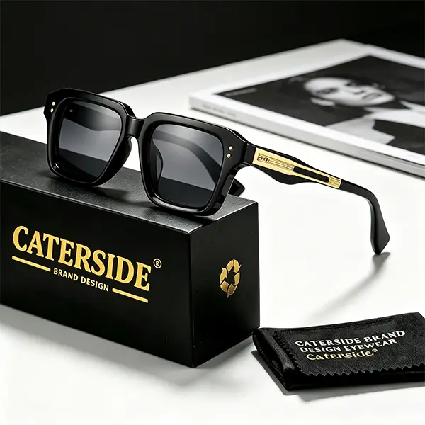 CATERSIDE Stylish Vintage Trendy Men's Square Sunglasses, Metal Decoration, Gradient Lens, UV400 Protection, Unisex for Outdoor Travel, Party Gifts, Stylish Sunglasses, Vintage Trendy Sunglasses