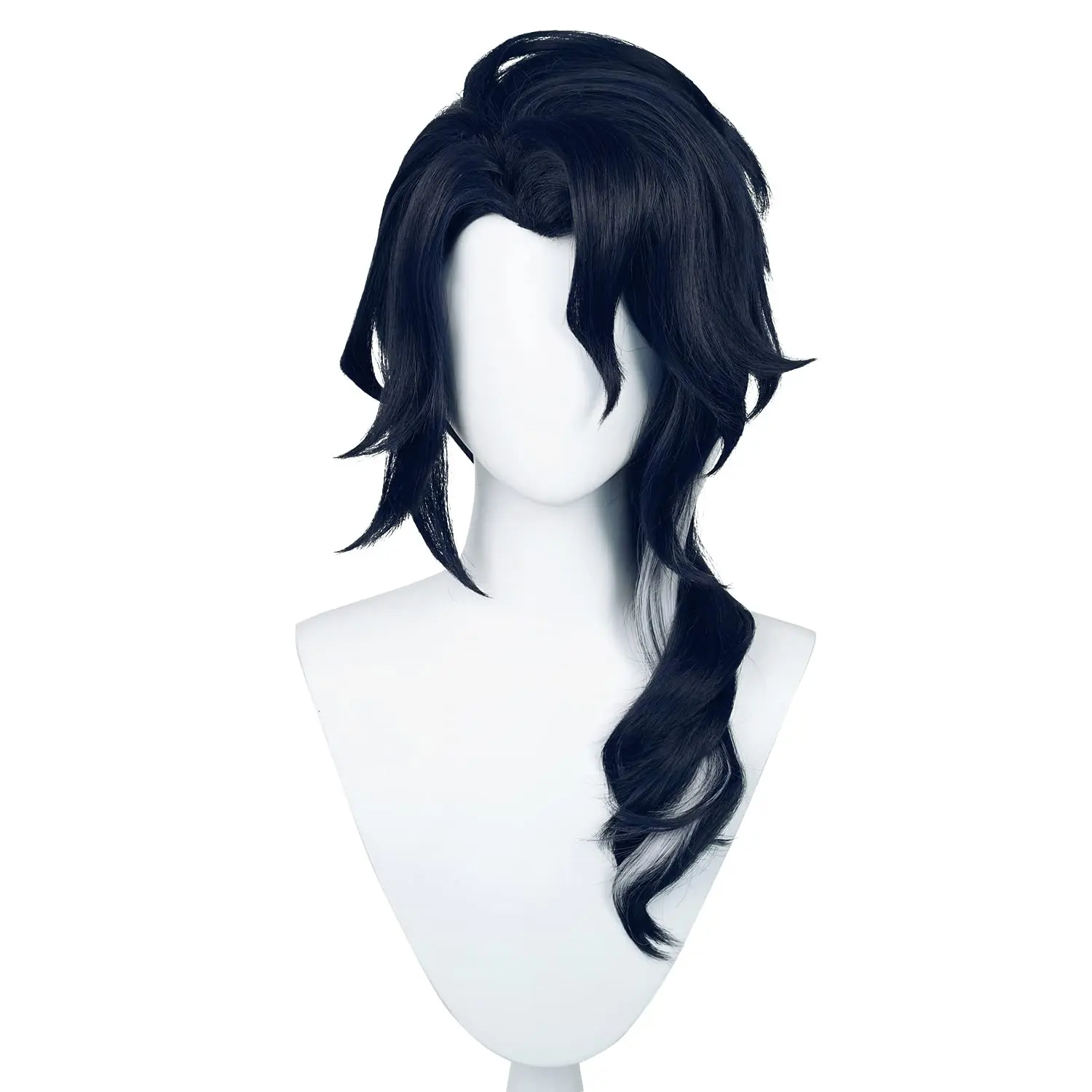 Anime Black Mixed White Long wave wig with Bangs for Women Game the Regrator Cosplay wig Halloween,Christmas,Comic con,Game Show,Party