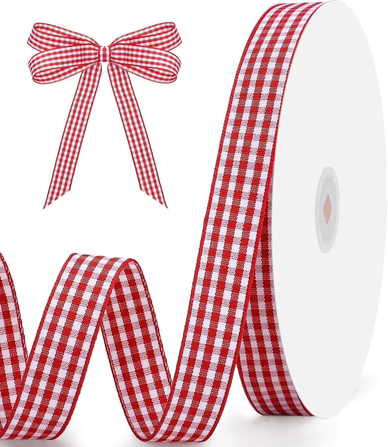 Red Gingham Ribbon 5/8" X 30 Yd Plaid Ribbon Craft Ribbons Buffalo Checker Ribbon for Picnic Party Bridal Baby Shower Wedding Decor Sewing Crafts Hair Bows Cake