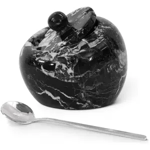 Elborse Marble Salt Cellar with Lid 4 Inch Salt Holder - Ideal Sugar, Salt and Pepper Bowls For Kitchen Storage Spice Tin Seasoning Jar