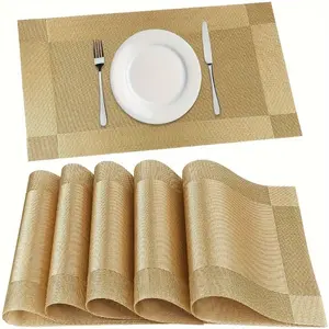 Plastic placemats, square gold table mats, solid-color Nordic-style table decorations, coffee table mats, household dish mats, table decorations, room decorations
