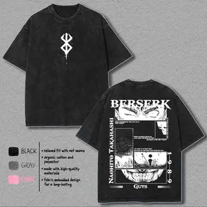 Berserk Dark black Knight Guts wolf armor v20 goth dark anime manga game dark gothic 2 sided Washed Tshirt Soft Casual graphic tee