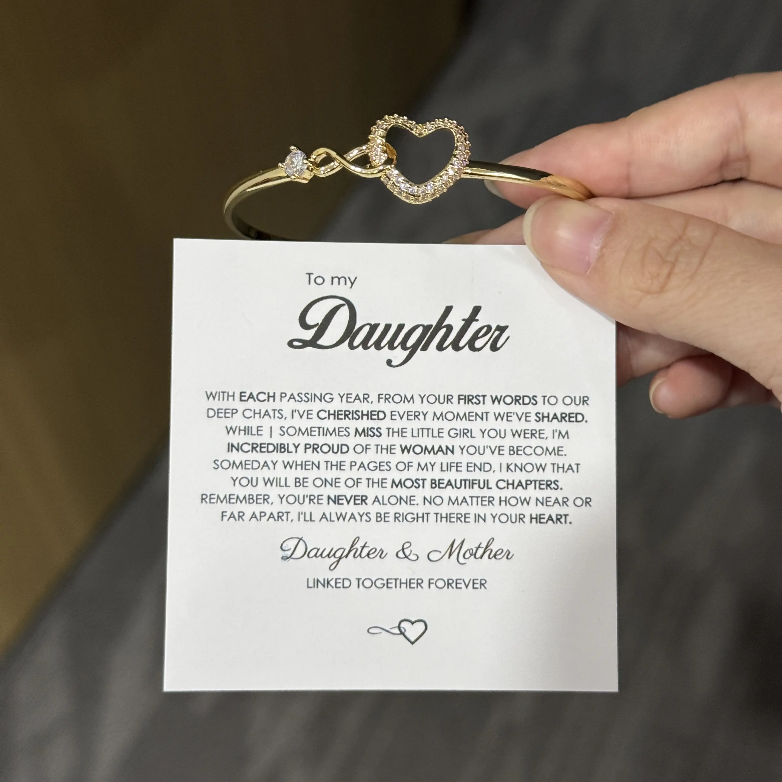 To My Daughter Forever Connected Bracelet Infinity Heart Design High-Quality Jewelry for Milestone Celebrations