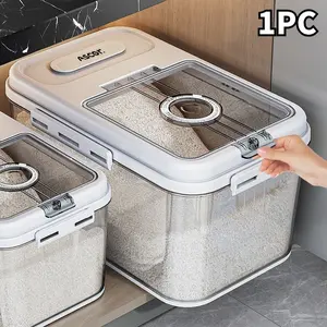 2 Sizes Food Storage Containers Set - 10.8L & 7.8L, PET Square Flip Top Rice Canister, Reusable, Insect & Moisture Proof, Hand Washable, Sealable Grain Dispenser, Leakproof Airtight Containers for Kitchen Pantry Organization