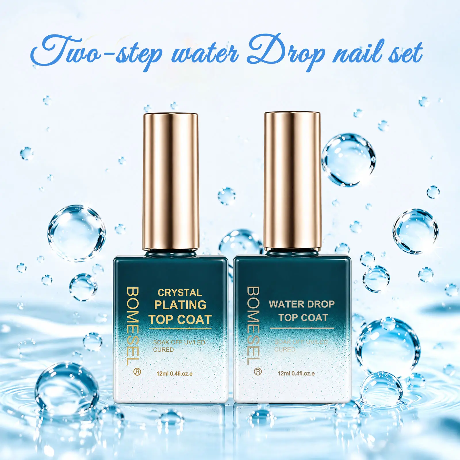 BOMESEL Water Drop Top Coat Set,For All Nail Colors,Manicure Functional Gel,Salon & DIY Nail Art,3D Water Drop Effect,UV Lamp Curable#WaterDropNail #3DNailArt #NailTopCoat #SalonNailSupply #DIYNails #CrystalPlatingGel