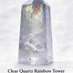 Clear Quartz Rainbow Tower with Natural Lightning Fracture for Meditation Crystal Grids or Altar Decor 0.38 lb