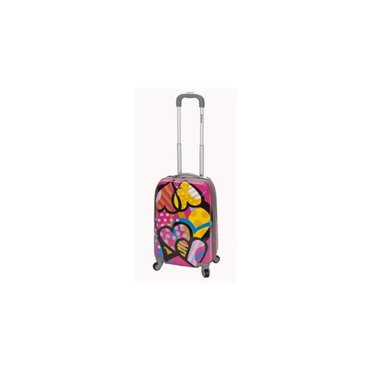 Rockland 20 in. Polycarbonate Carry-On Luggage - Heart Design, Lightweight Polycarbonate Luggage Set with Multi-Wheel 360-Degree Spinner Wheels, Chrome Telescoping Handle for Carry-On Only Travel, Lightweight Luggage