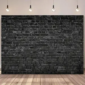 1pc 2D Flat Versatile Polyester Photography Backdrop, Black Brick Wall Design – No Glare, Use Without Electricity, Featherless, Ideal for Portraits, Birthdays, and General Event Decorations