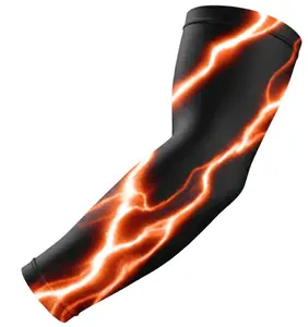 Baseball Football Compression Arm Sleeve Orange Black Lightning