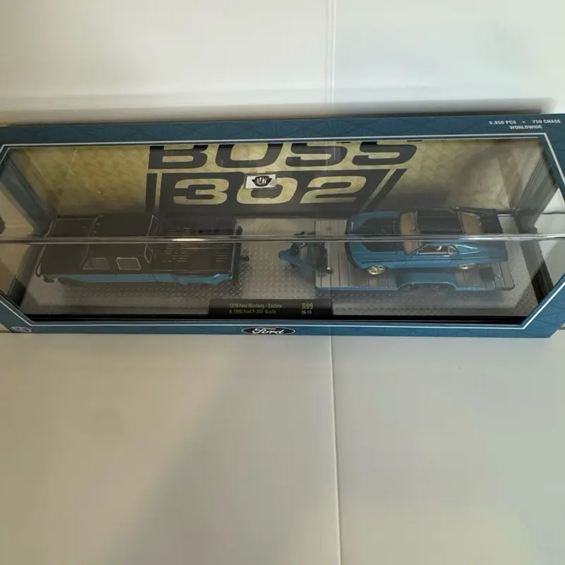 Collectible Diecast Toy Set - 1970 Custom Ford Mustang, 1990 Ford F-350 Dually, Decor Piece for Collectors