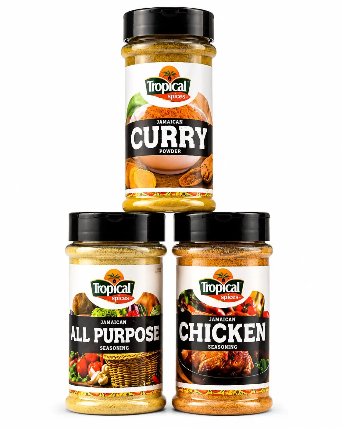 Tropical Spices Jamaican Seasoning Bundle of 3 – Curry Powder, All Purpose Seasoning and Chicken Seasoning
